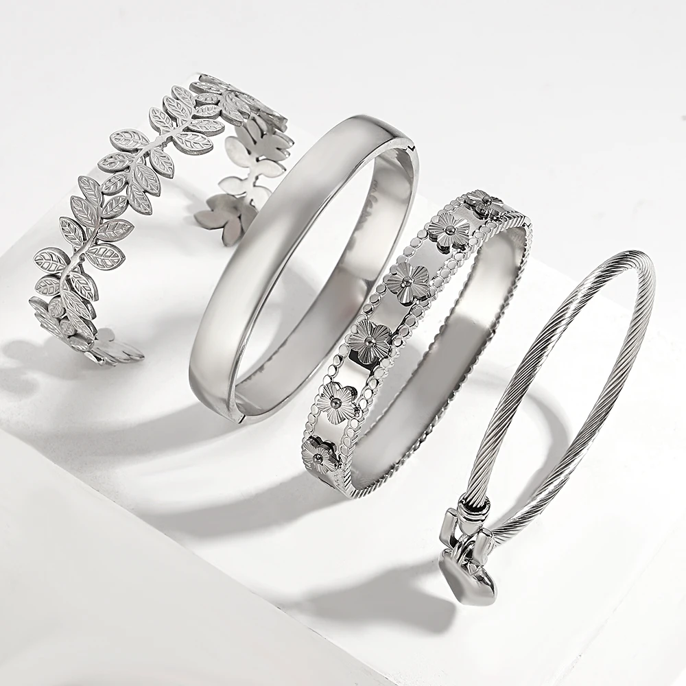 

Greatera жемчужный блок весенний браслет для женщин несколько серебряных цветов сердце цветок дизайн из нержавеющей стали вечерние ювелирные изделия браслет