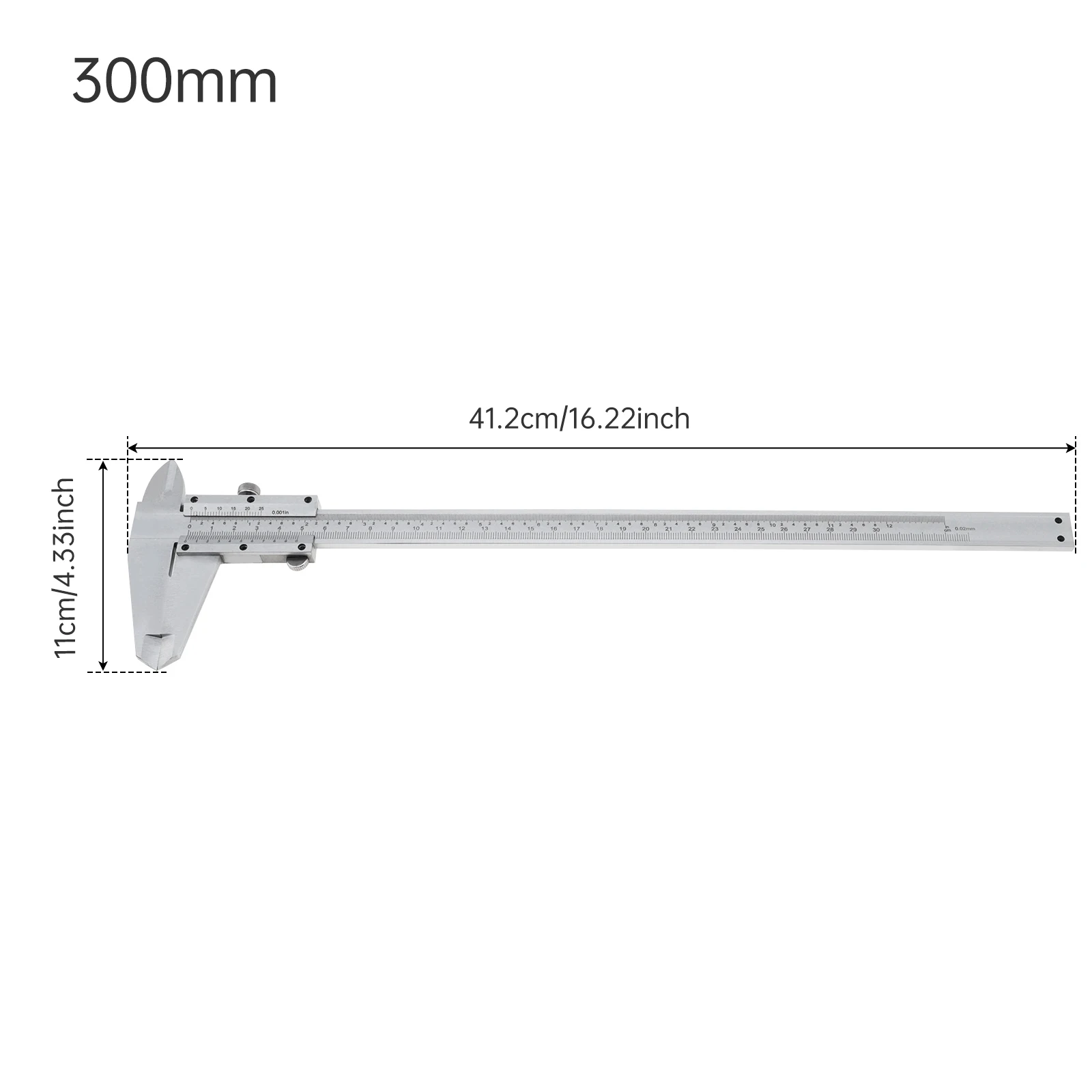 0–150 mm/200 mm/300 mm 0–6 Zoll/8 Zoll/12 Zoll metrischer und imperialer Doppelskala-Messschieber aus Kohlenstoffstahl, 3 Größen optional – Detail 18