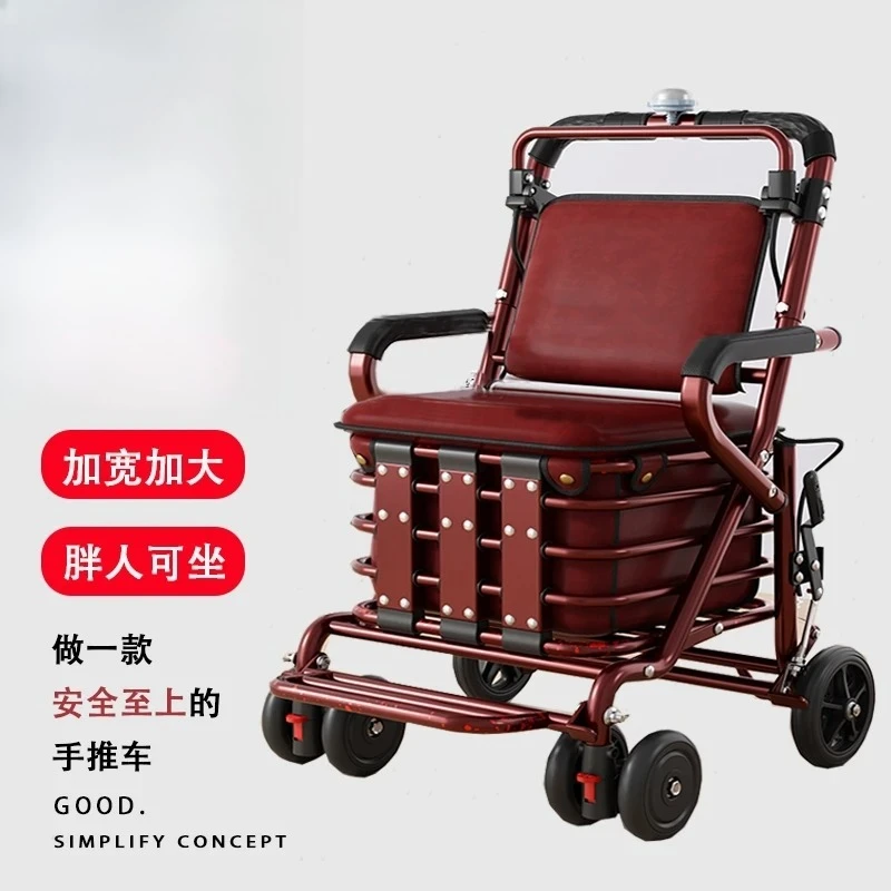 

Широкий складной самокат для пожилых людей, четырехколесная тележка для покупок в супермаркете можно толкать