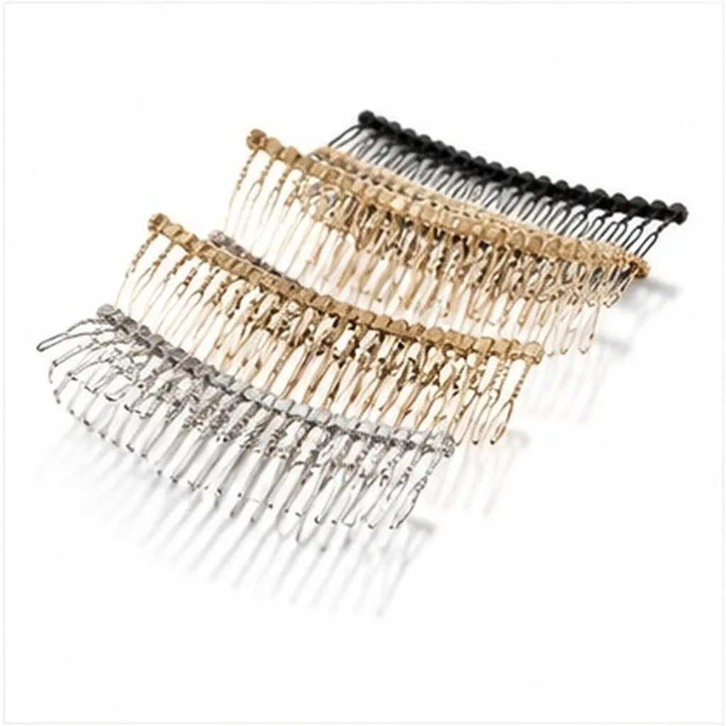 12Pcs Metal Hair Side Combs 20-Teeth Fine Tooth Matte Black Gold Silver for Updos Chignons Bridal Veil Styling French Bun