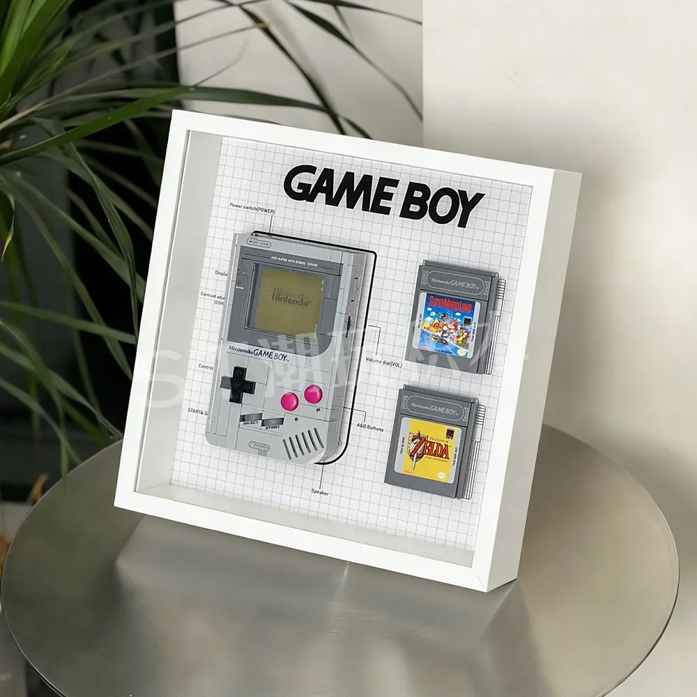Game console acrylic display box with wall-mounted photo frame for dust-proof storage