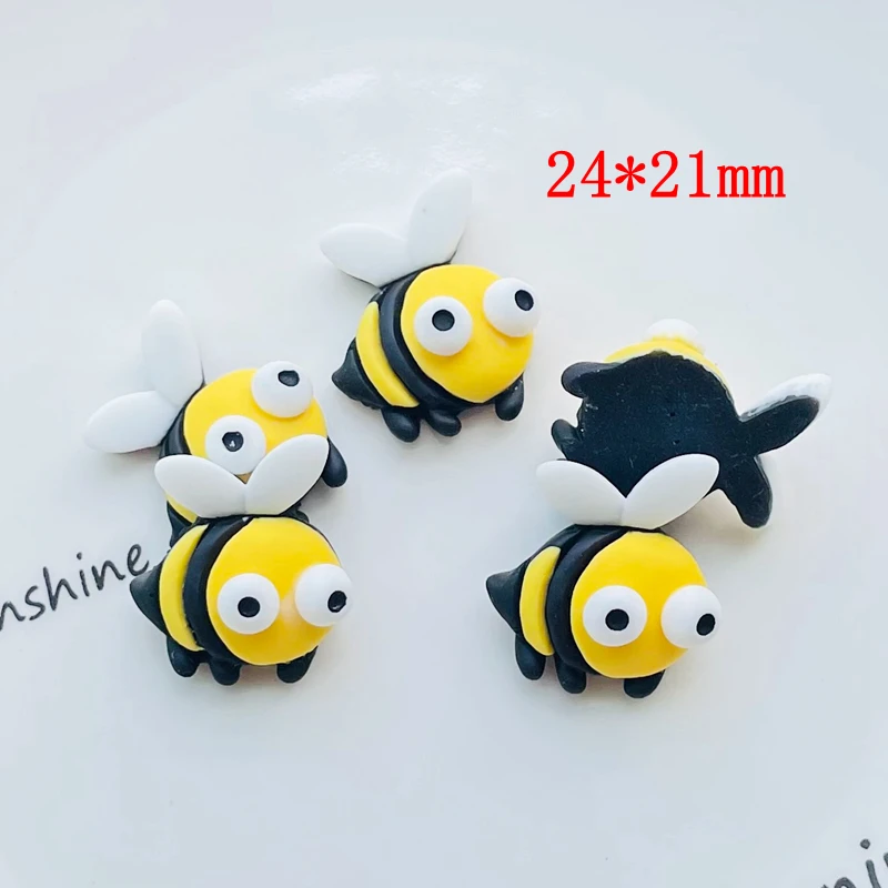 10 Pcs New Cute Bright Surface Cartoon Large Eye Little Bee Resin Scrapbook Diy Jewelry Wedding Hairpin Decorate Accessories