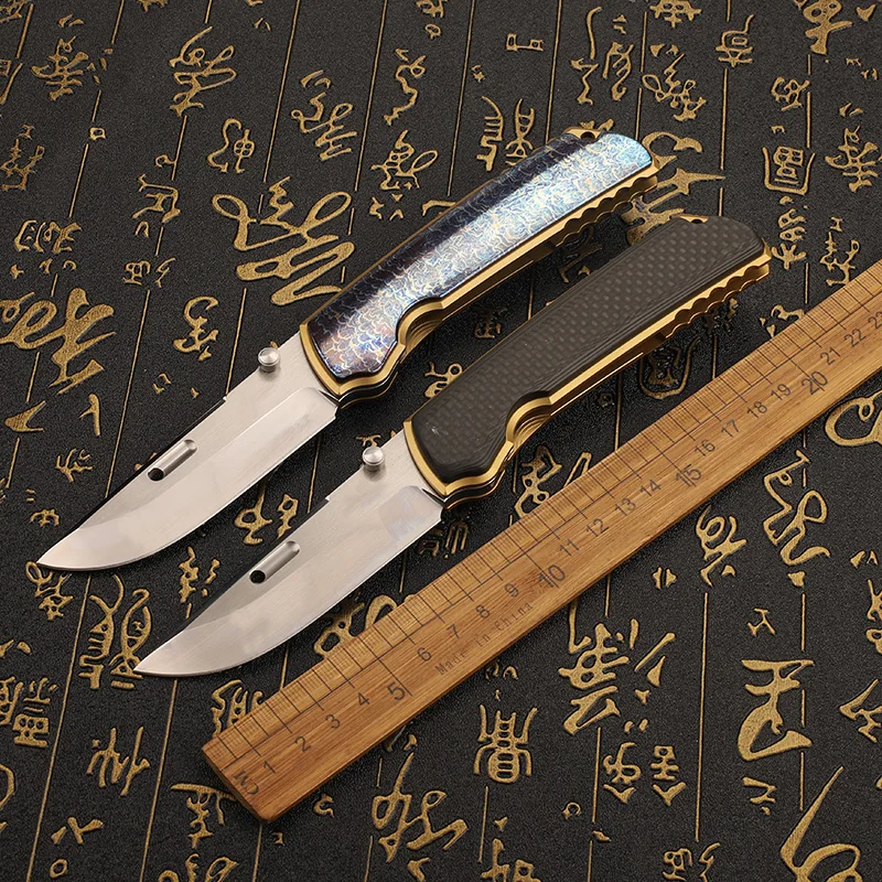 

VG10 steel blade titanium alloy handle folding knife outdoor self-defense rescue camping survival portable tool knife