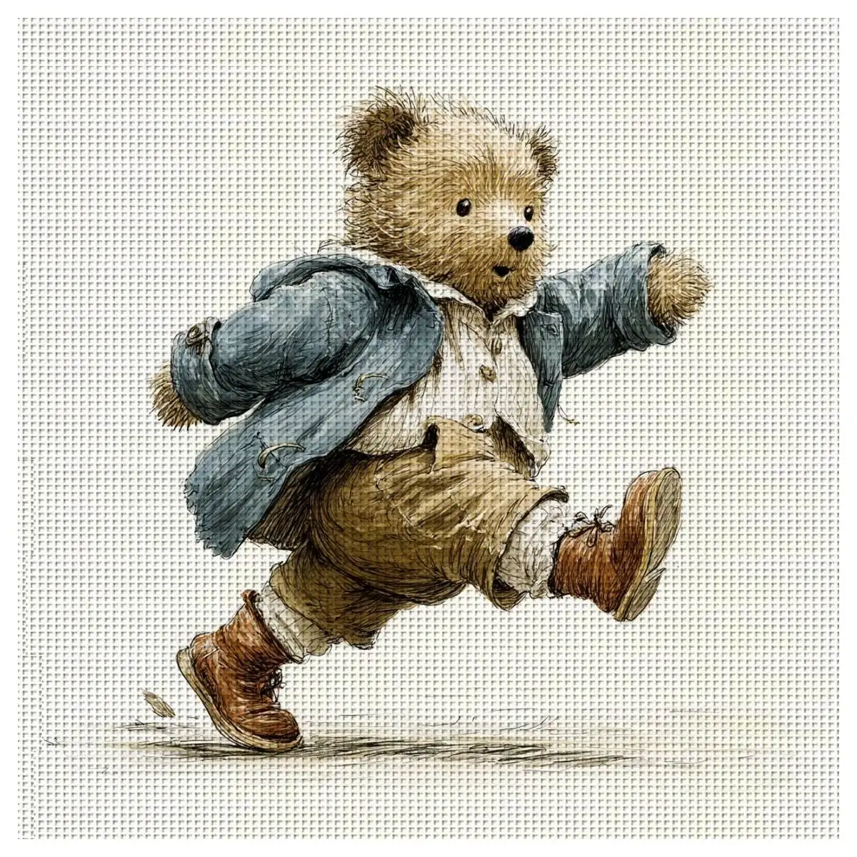 

1pc 40X40CM/15.74inch Little Bear stamped cross stitch kit DIY kit 11CT/14CT DIY Embroidered set DIY Cross-Stitch Set