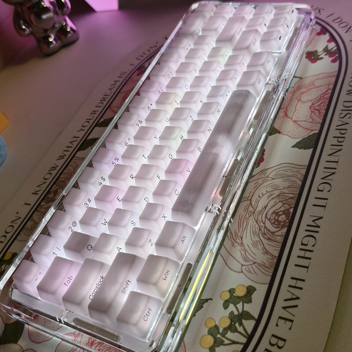 idobao ABS Keycap Set 130Keys White Marble Keycaps Ice Translucent Keycap Side Print Keycap for Mechanical Keyboard OEM Keycap