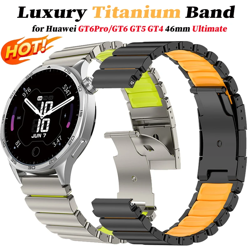 

Ремешок из титана 22 мм для Huawei Watch GT6Pro, GT6, GT5/4 46 мм, Ultimate2, роскошный резиновый ремешок для Amazfit Watch Balance Active 2