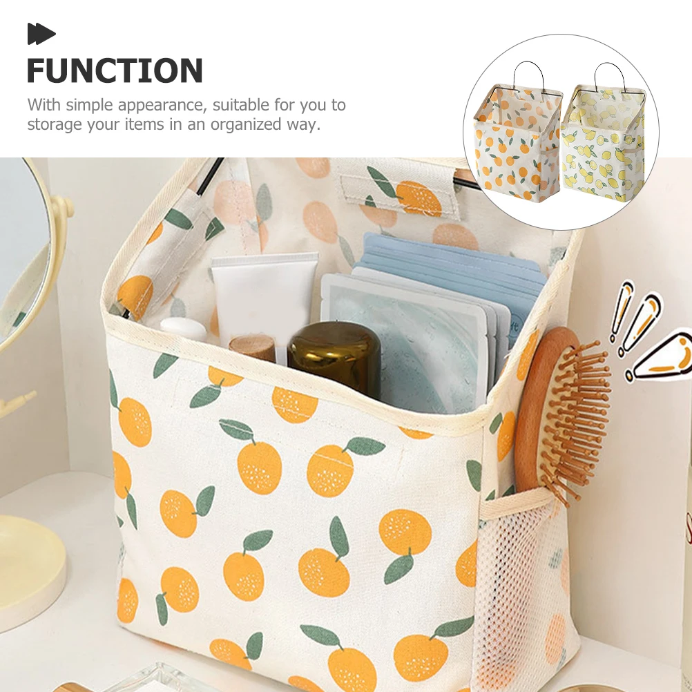 

2pcs Storage Hanging Pouch Organizer Dorm Bedroom Sundry Hanging Basket Cotton Fabric Iron Material Wall for Bathroom
