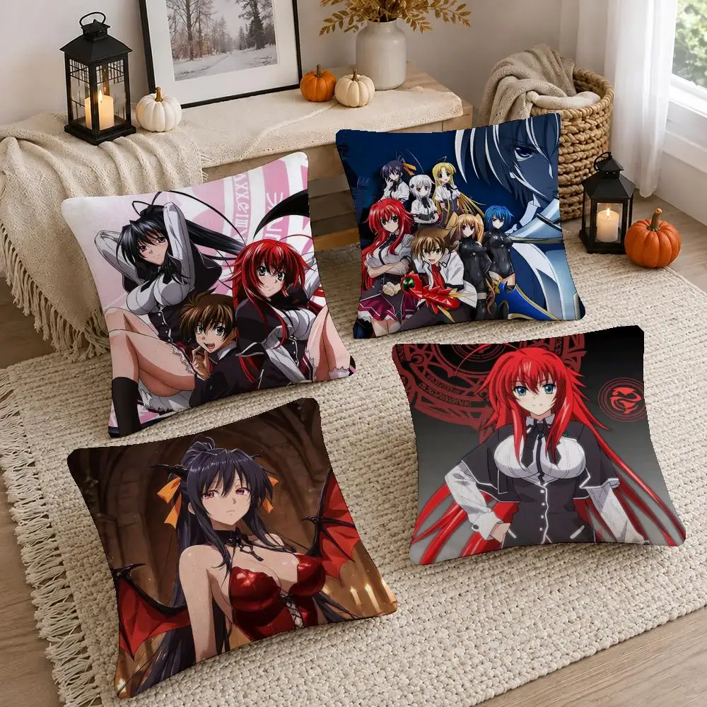 Hot Anime High School DxD Cushion Cover Short Plush Pillow Cover, Washable Wrinkle-Resistant for Sofa Bedroom Decor Gift