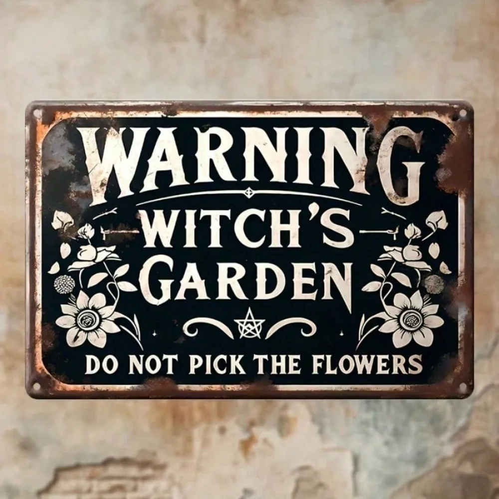 

Witch Garden Metal Sign Vintage Wall Decor for Home Porch Cafe Halloween