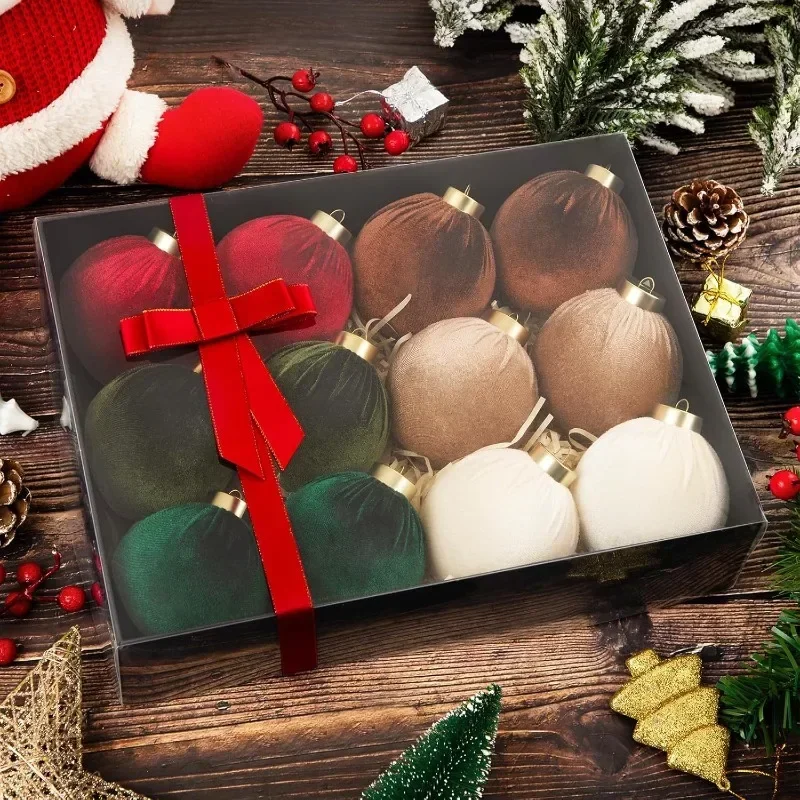 12 Pieces 6cm/8cm Christmas Ball Ornaments in Six Festive Colors To Decorate Christmas Tree New Year's Sphere Pendant