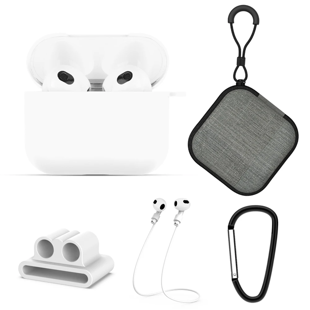 5pcs/set Anti Scratch Earphone Protective Silicone Case Set For Apples Airpods 3 Wireless Headset Covers Anti-lost Accessories