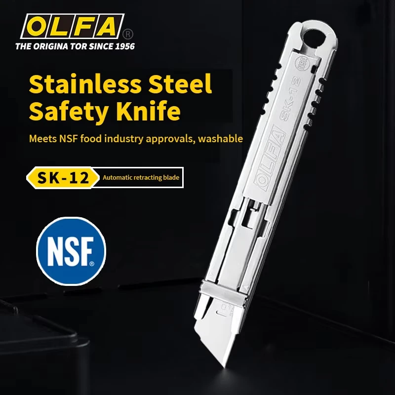 Cuchillo artístico de acero inoxidable OLFA japonés, SK-12, cuchillo de seguridad de retracción automática, Catering de alimentos, lavable, certificado NSF