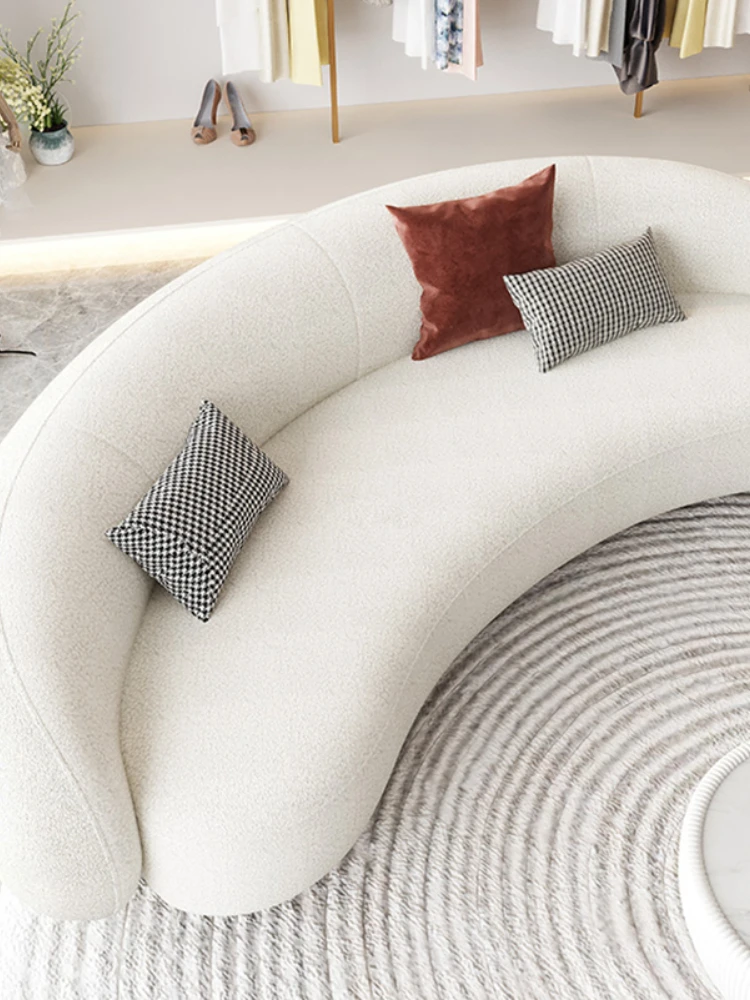 Curved Sofa Internet Celebrity Modern Small Apartment Designer Sample Room Beauty Salon Shaped Lambswool Sofa