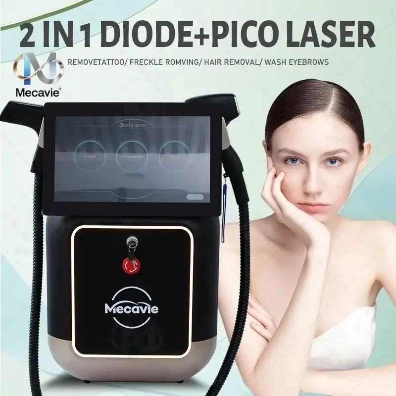 Latest Technology Freezing Point Painless 2-in-1 Diode Laser Hair Removal Picosecond Laser Tattoo Removal Multifunctional Coolin
