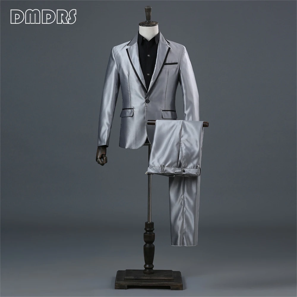 

2 Piece Formal Suit Set For Men Slim Fitting One Button Classy Notched Lapel Men's Tuxedo Set Wedding Groom Dress Wear