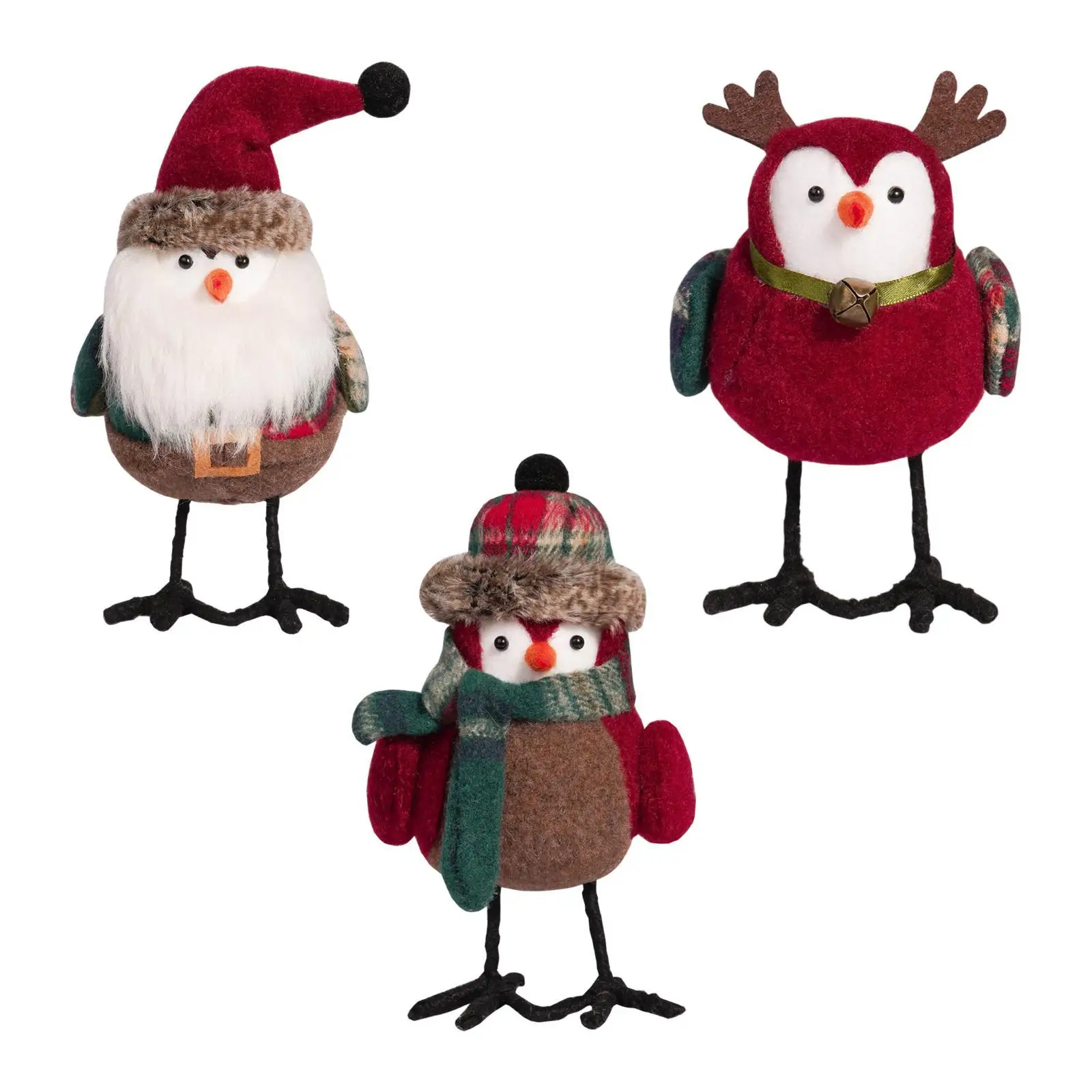 ตกแต่งตารางคริสต์มาสนกเครื่องประดับคริสต์มาส Tabletop Decor ประดิษฐ์ตุ๊กตานกสําหรับชั้นวางเทศกาลห้องนอน Desktop Decor