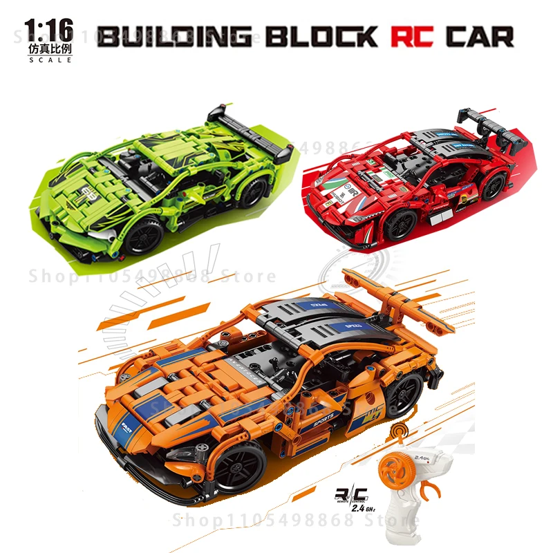 

2.4G Remote-Controlled 1:16Racing Car Model Building Blocks City Mechanical Speed Vehicle Supercar Brick Puzzle Toys Kid Gift