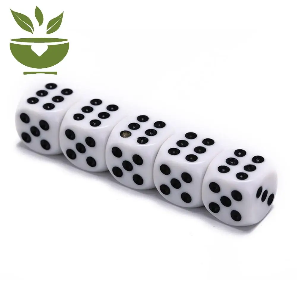 Juego de dados RPG blancos de 5/10 Uds., cubos acrílicos de 6 caras de 14mm/10mm para juegos de beber, accesorios para juegos de dados con punta de esquina redonda