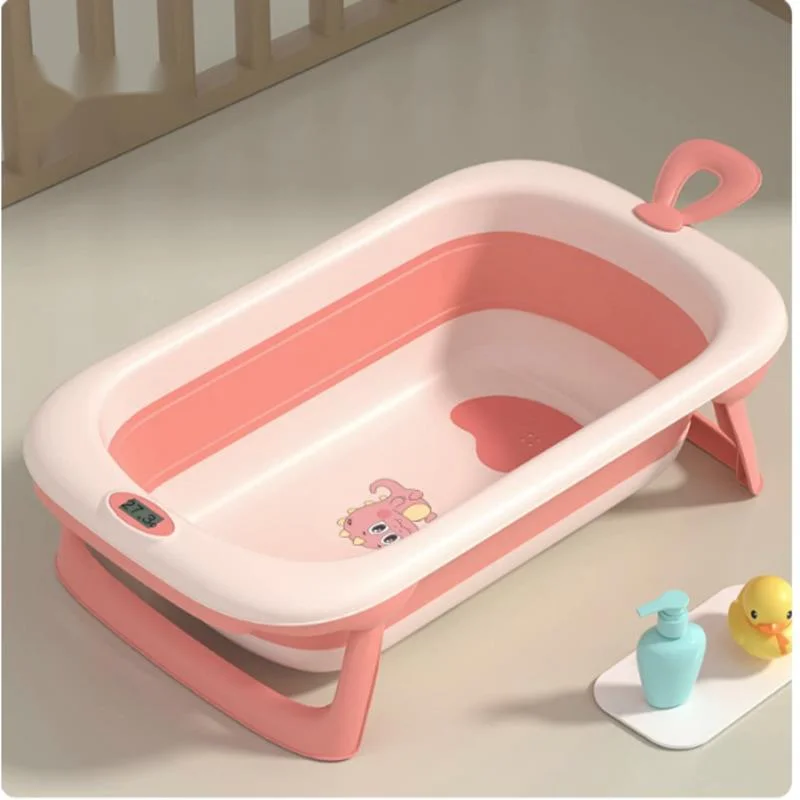 Large Baby Bathtub Can Sit Or Lie Down Folding Basin Intelligent Temperature Sensing Bath Basin Security Material Bath Bucket