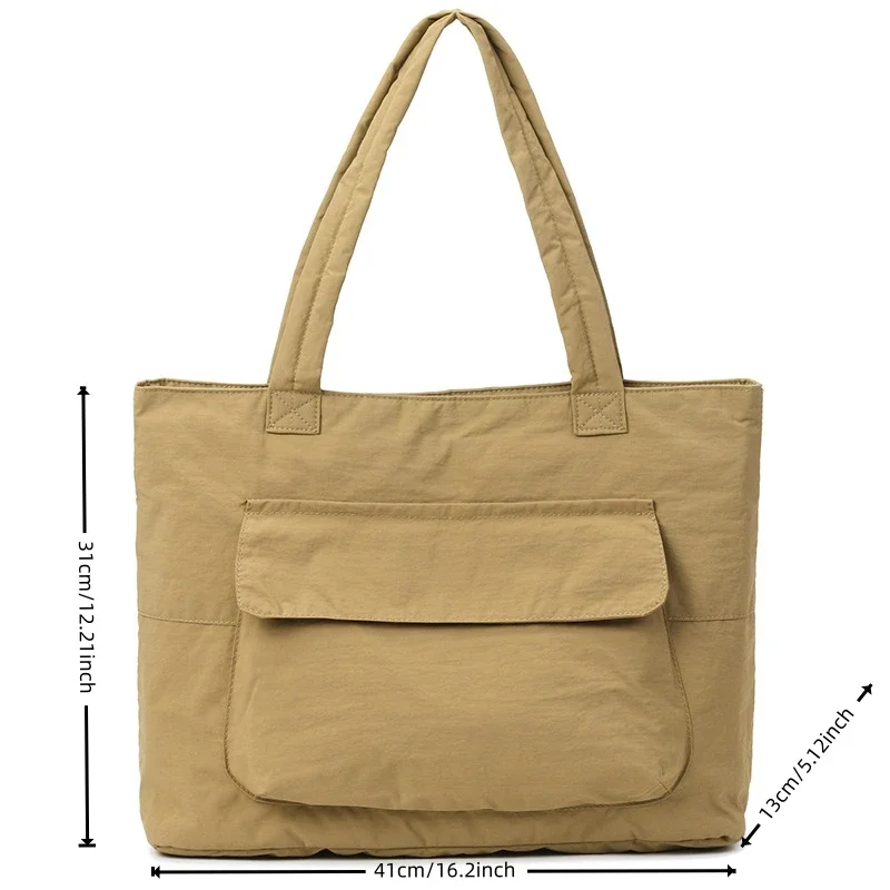 New High Quality Tote Bag Large Capacity Simple Versatile Zipper Shoulder Bag Vintage Casual Nylon Material Commuter Bag