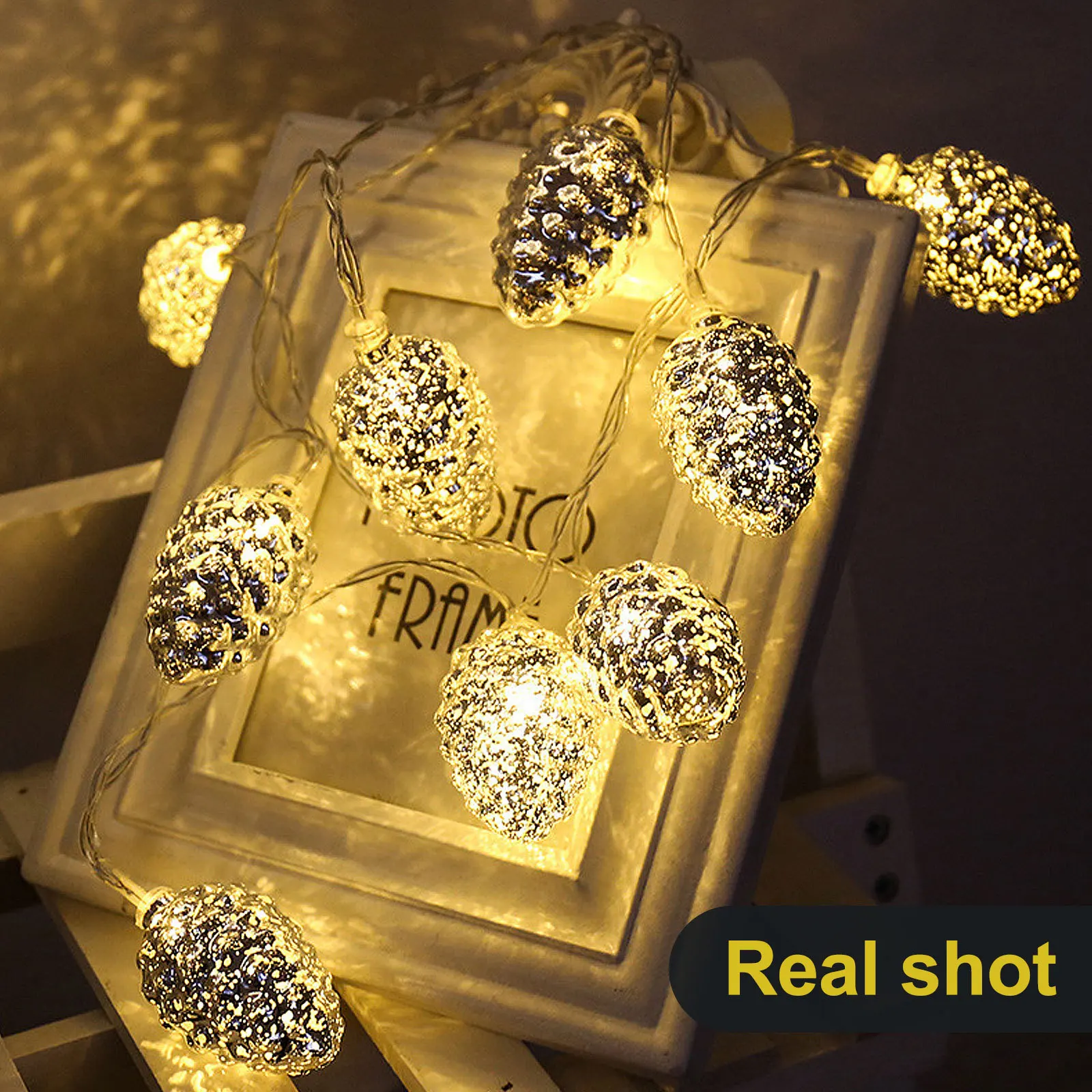 سلسلة إضاءة جميلة على شكل ندفة الثلج LED لديكور عيد الميلاد، سلسلة إضاءة احتفالية لأجواء الغرفة سهلة #4