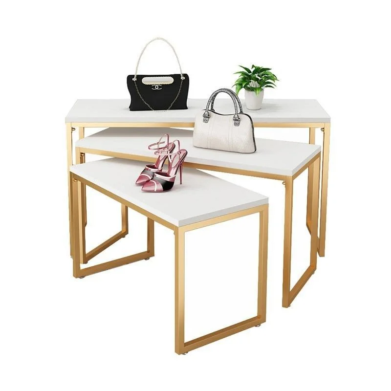 Dy Modern For Anti-Rust Stainless Steel Boutique Clothing Store Display Table & Rack Set With Nesting Tables