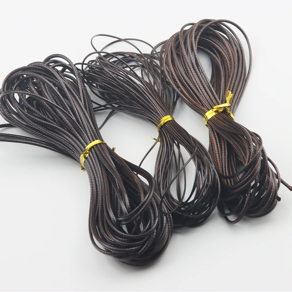 5/10Yard 1.0/1.5/2.0MM Brown Leather Rope Braided Wax Thread DIY Jewelry Making Necklace Bracelet Beaded Rope