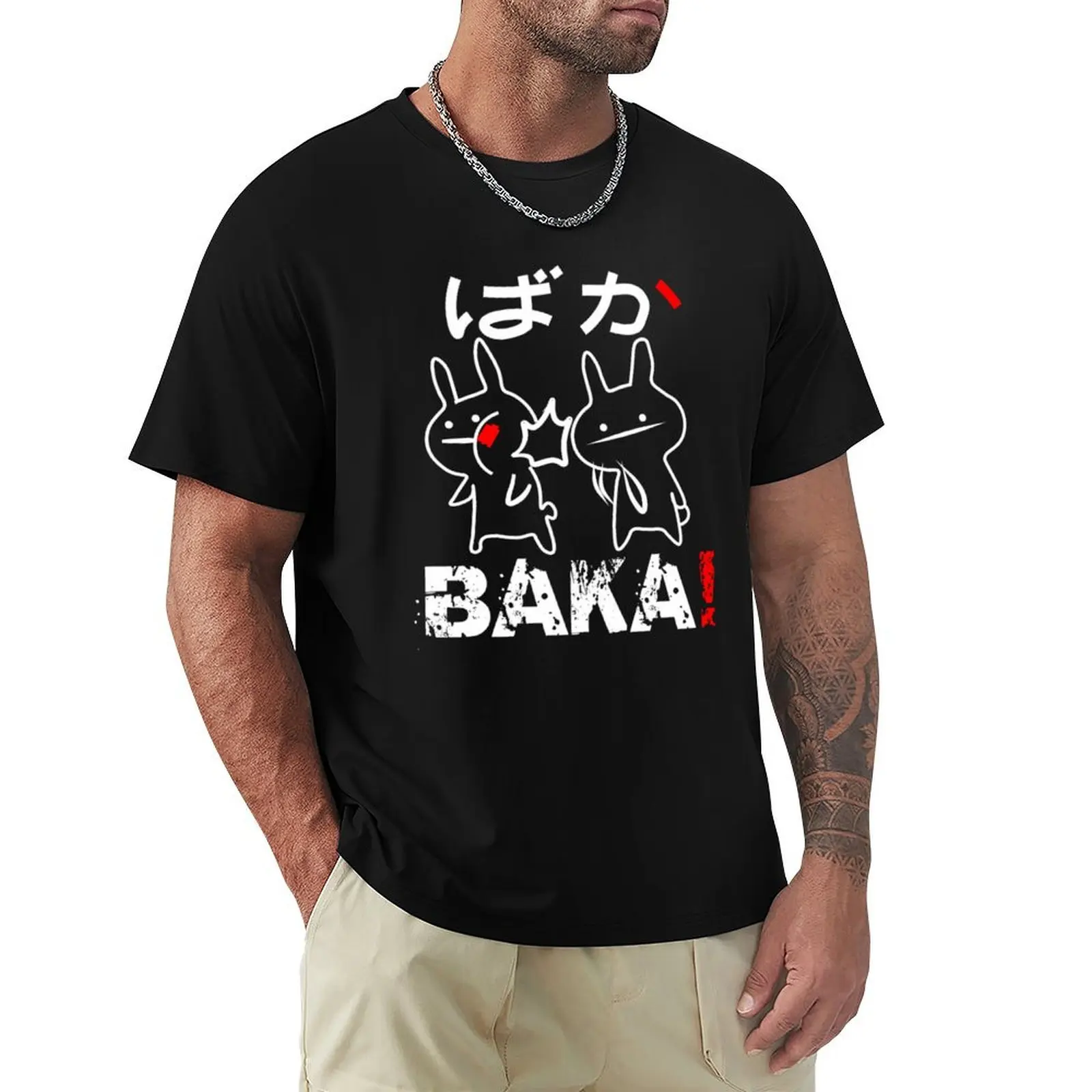 Baka Rabbit Slap Shirt Baka Japanese ANIME CARTOON MANGA T-Shirt Fashion Casual Short Sleeve Top