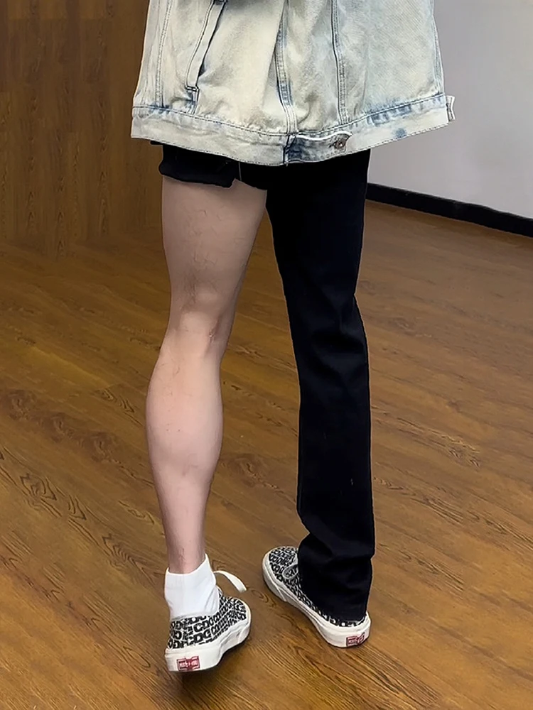 

GSS Lab 57, мужские утягивающие эластичные широкие джинсы с высокой посадкой, дизайн Le Blade, микроклешенный прямой крой, повседневная молодежная мода