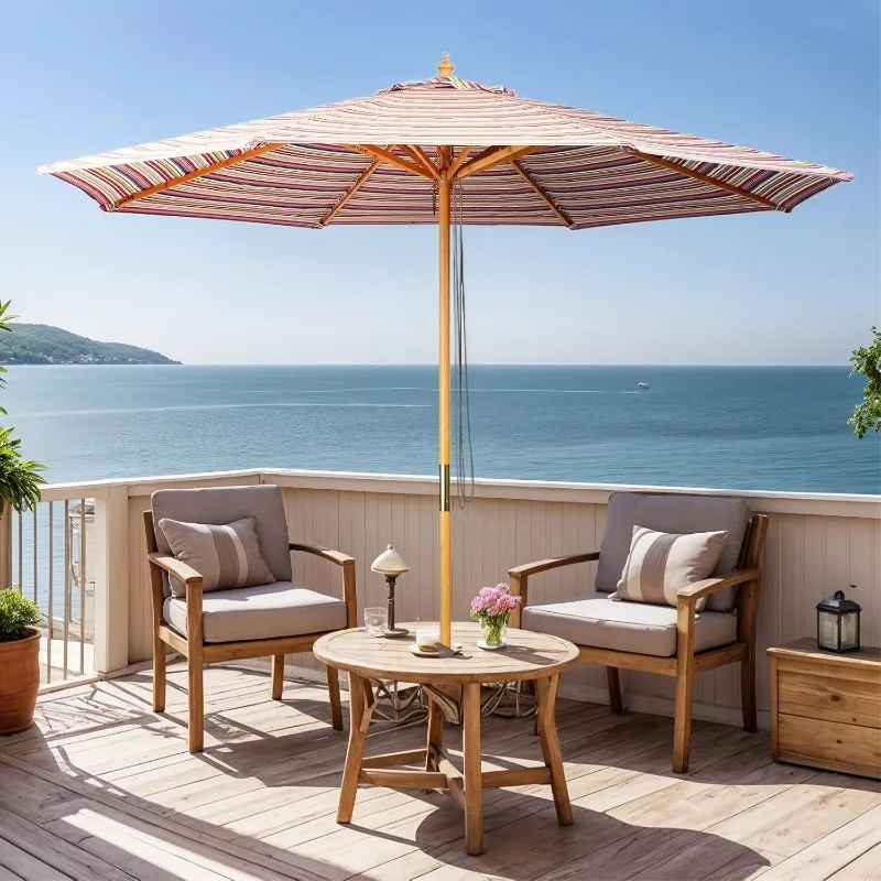 

9FT Patio Umbrella, Outdoor Table Umbrella, Waterproof Market Umbrellas with 8 Sturdy Ribs, Beach Umbrellas, Large Umbrella for