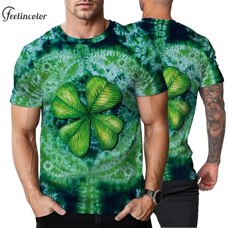 

Summer Men Tees St'patrick's Day Short Sleeved Shirt Crewneck Holiday Tops Fashion Outfit Couple Streetwear Male Clothing