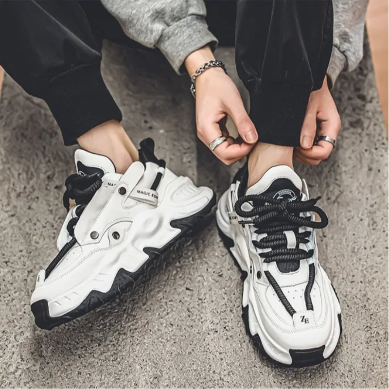 Shoes for Men Fashion Leather Thick Sole Sneaker Leisure Sports Running Men Shoes Outdoor Hiking Climbing Shoe Zapatillas Hombre - Image 6