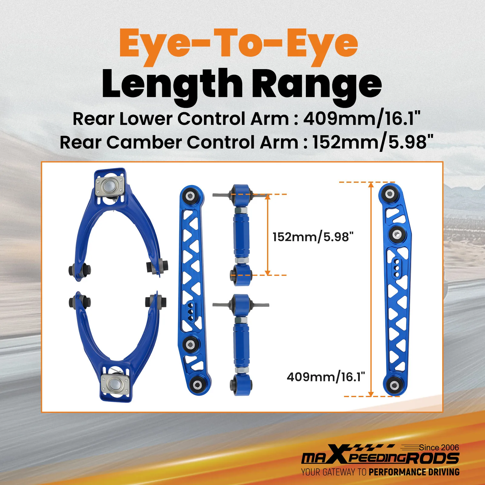 Adjustable Front Rear Upper Lower Control Arms And Camber Kit For Honda Civic 1996-2000 EK3/EK4/EK5/EJ6/EJ7/EJ8/EJ9/EM1 view 4
