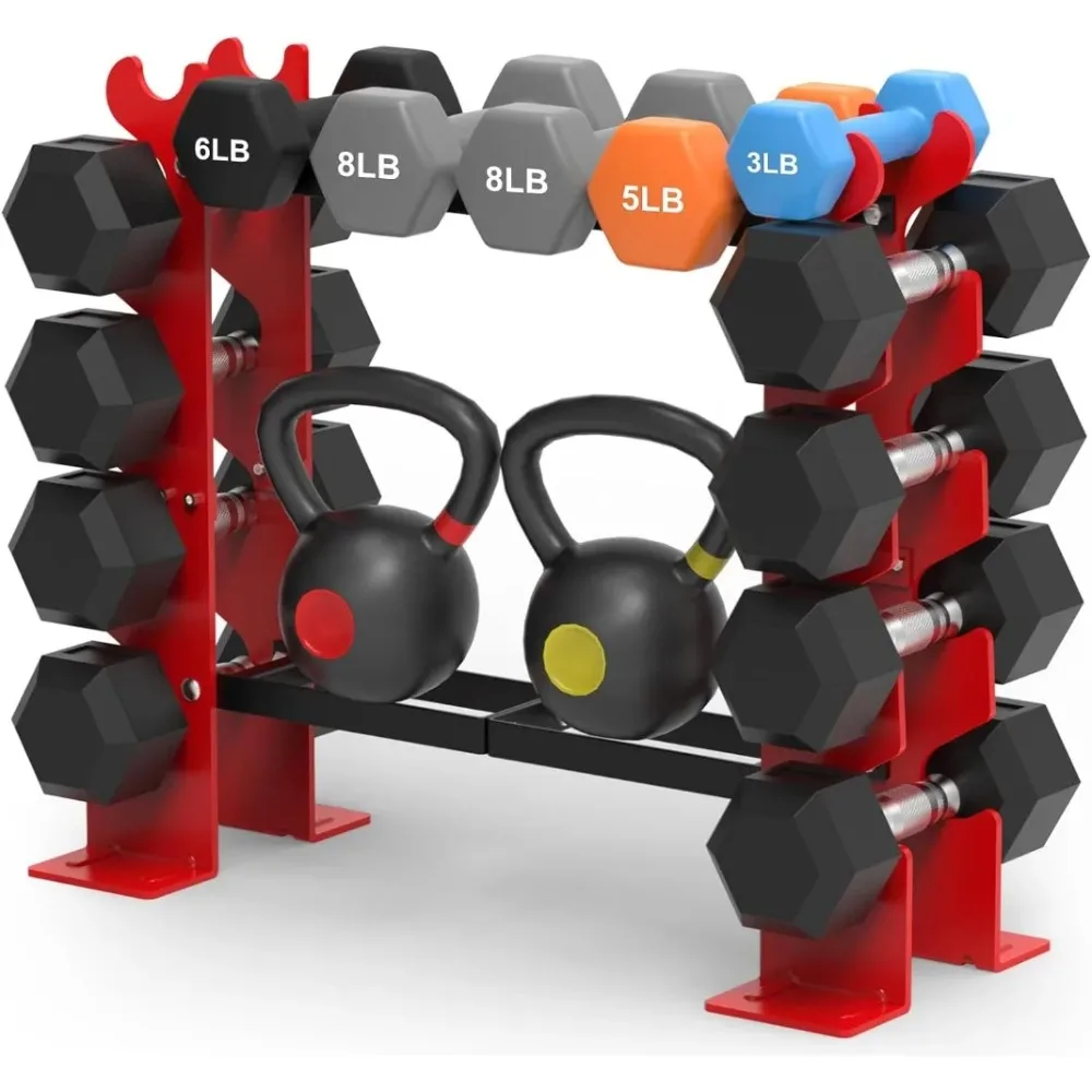 

Weight Rack for Dumbbells, Only 450LBS Capacity Stand for Home Gym Strength Training, Red and Black 5 Tier