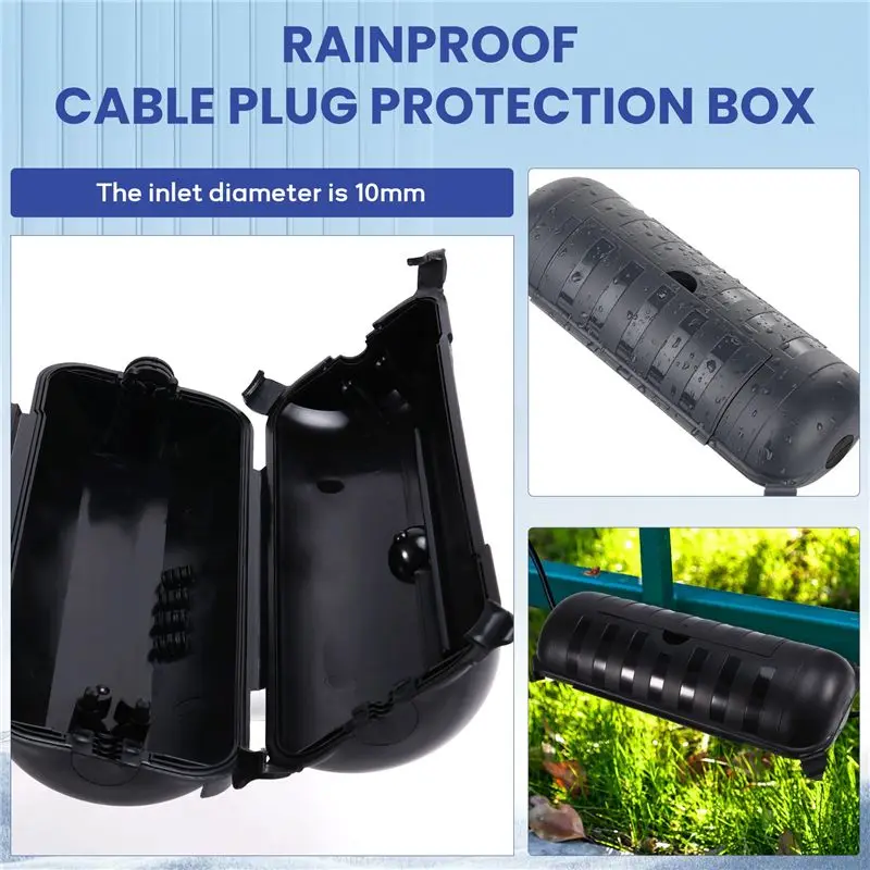 Extension Cord Plug Connection Protective Safety Cover Waterproof Indoor Outdoor String Christmas Lights Cover Black