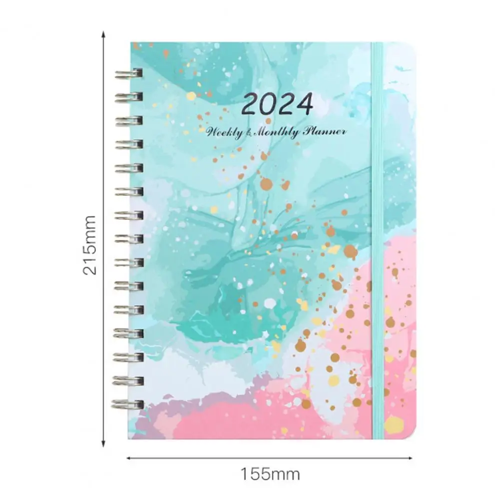 Weekly Planner Exquisite Floral Print 2024 Monthly Planner Notebook Coil Design Schedule Book Office Supply