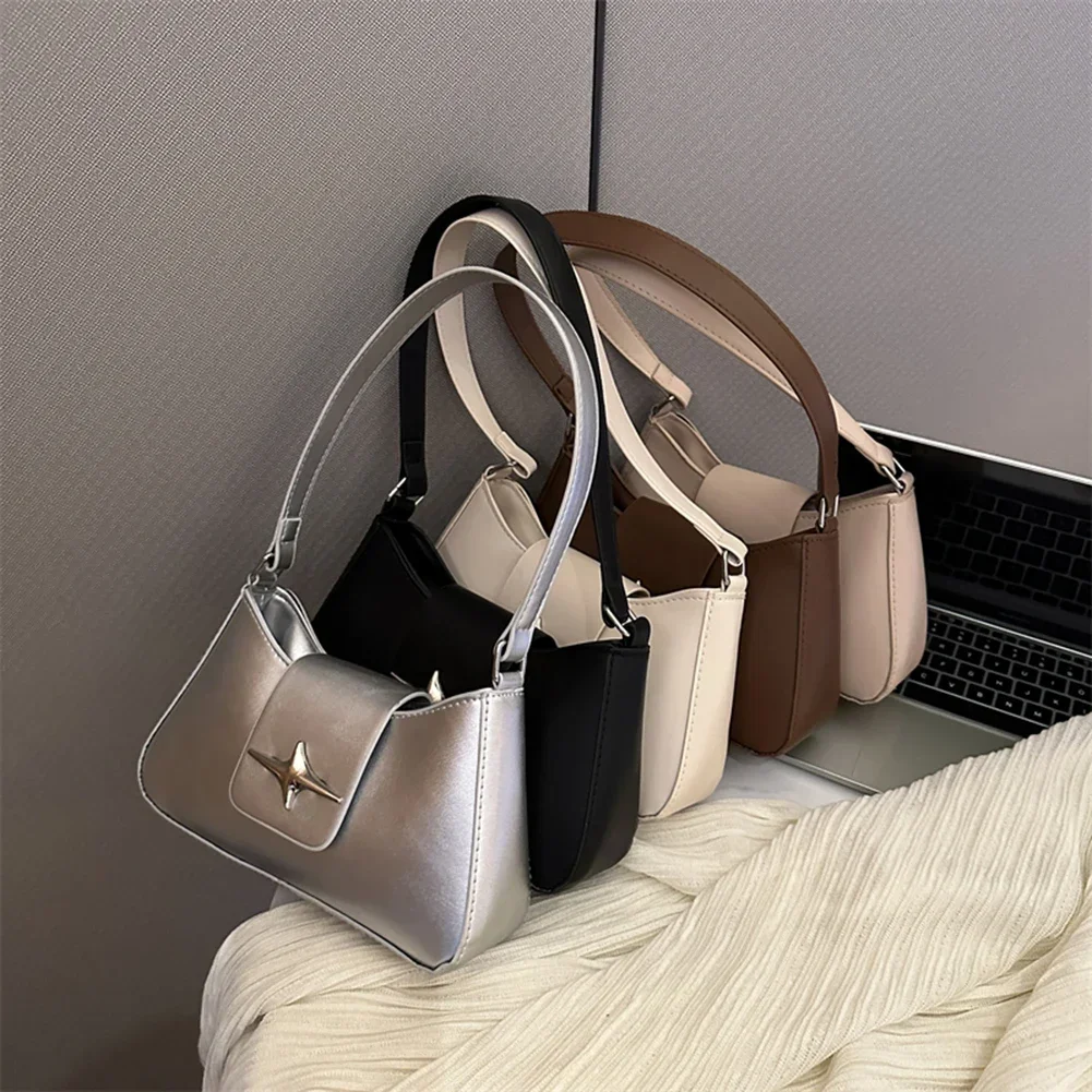 Daily Ladies Underarm Bag 2024 Classic Y2K Small Purse Luxury Brand Female Handbags Vintage PU Leather Shoulder Bags for Women