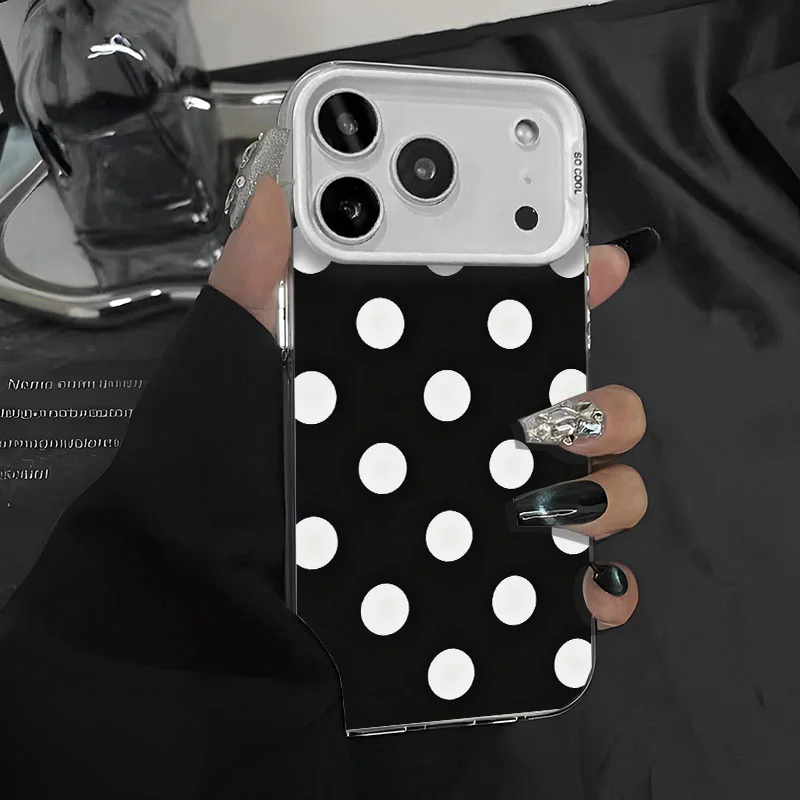

Fashion Black polka dot Print Phone Case For iPhone 16 Pro Max 15 14 13 7 8 Plus 15 17 Pro Max 11 X XS 13 Cases Matte Back Cover