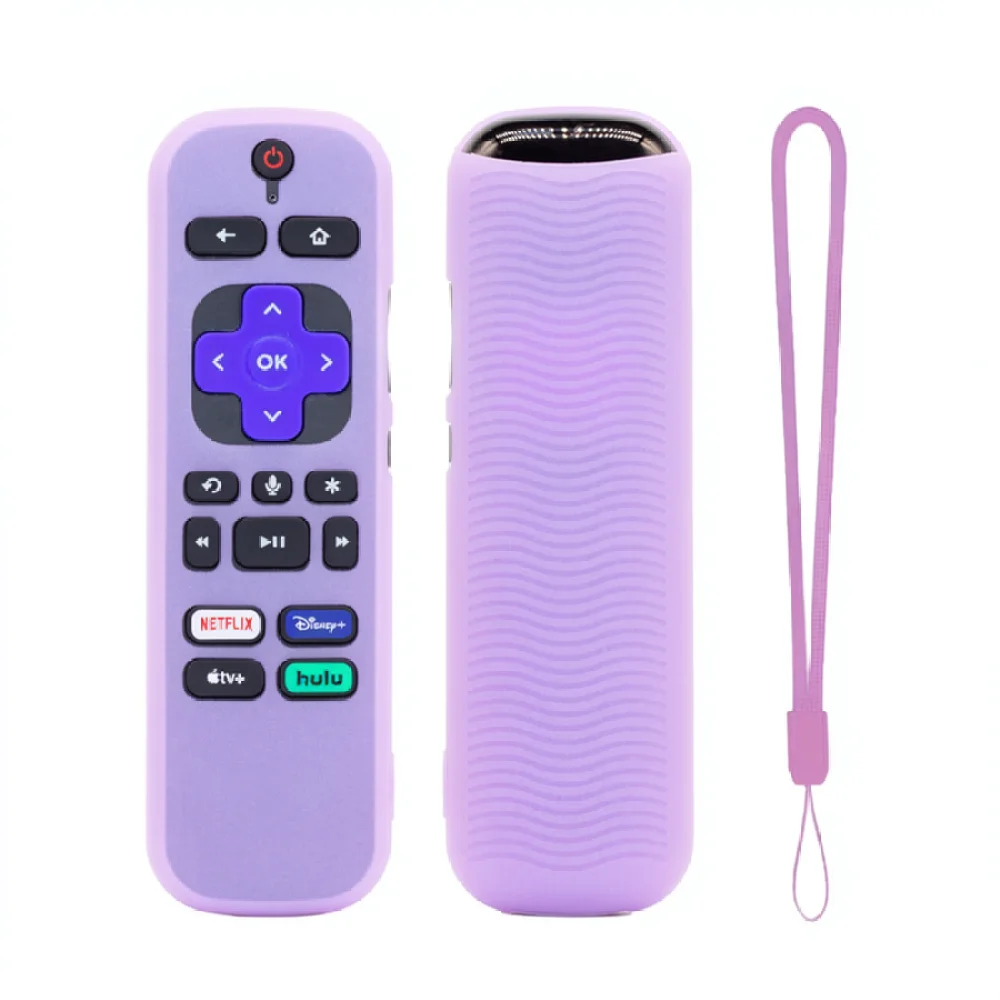 Soft Silicone Case For Roku Remote Control Protective Skin Shock Absorbing Housing With Lanyard Luminous Rainbow Cover
