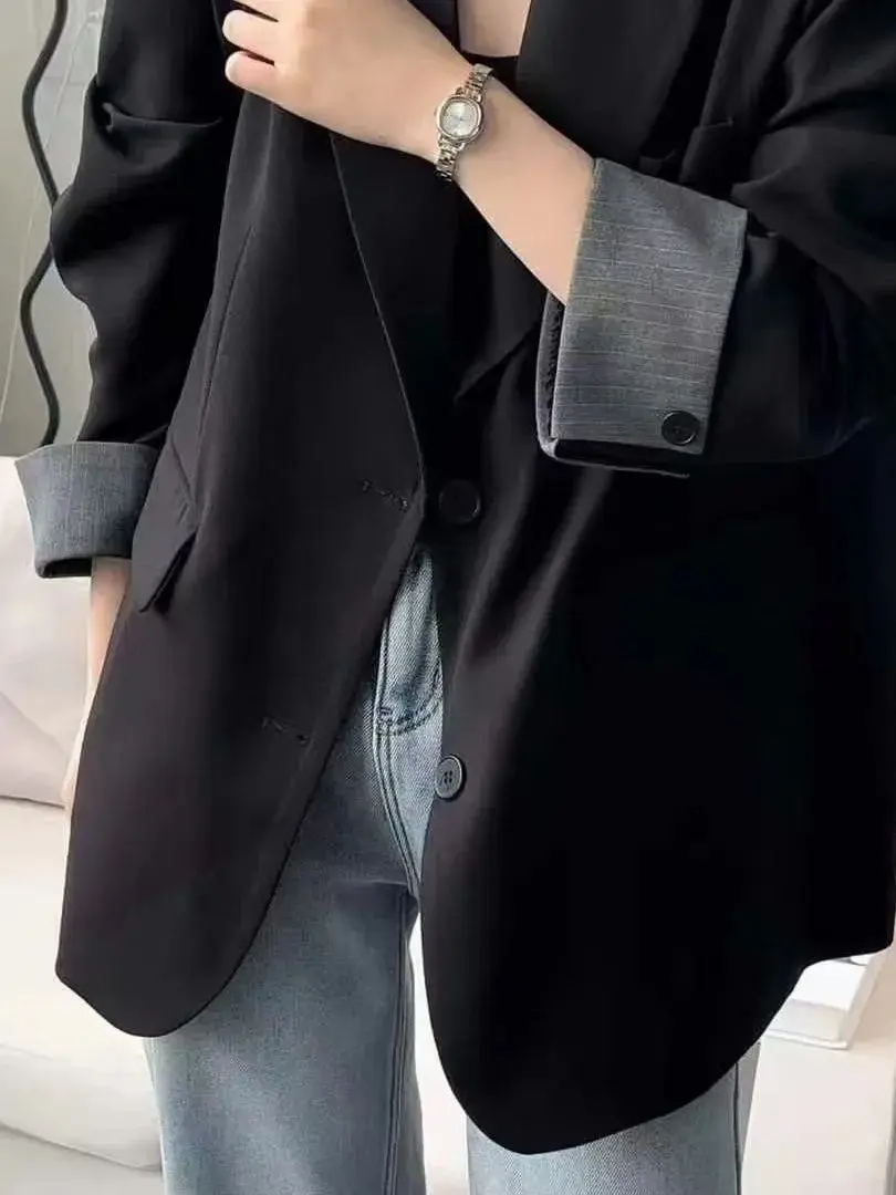 Casual Loose Women's Suit Jacket Spring Autumn Drape Design Breathable Long Sleeve Korean Style plus Size West Coat