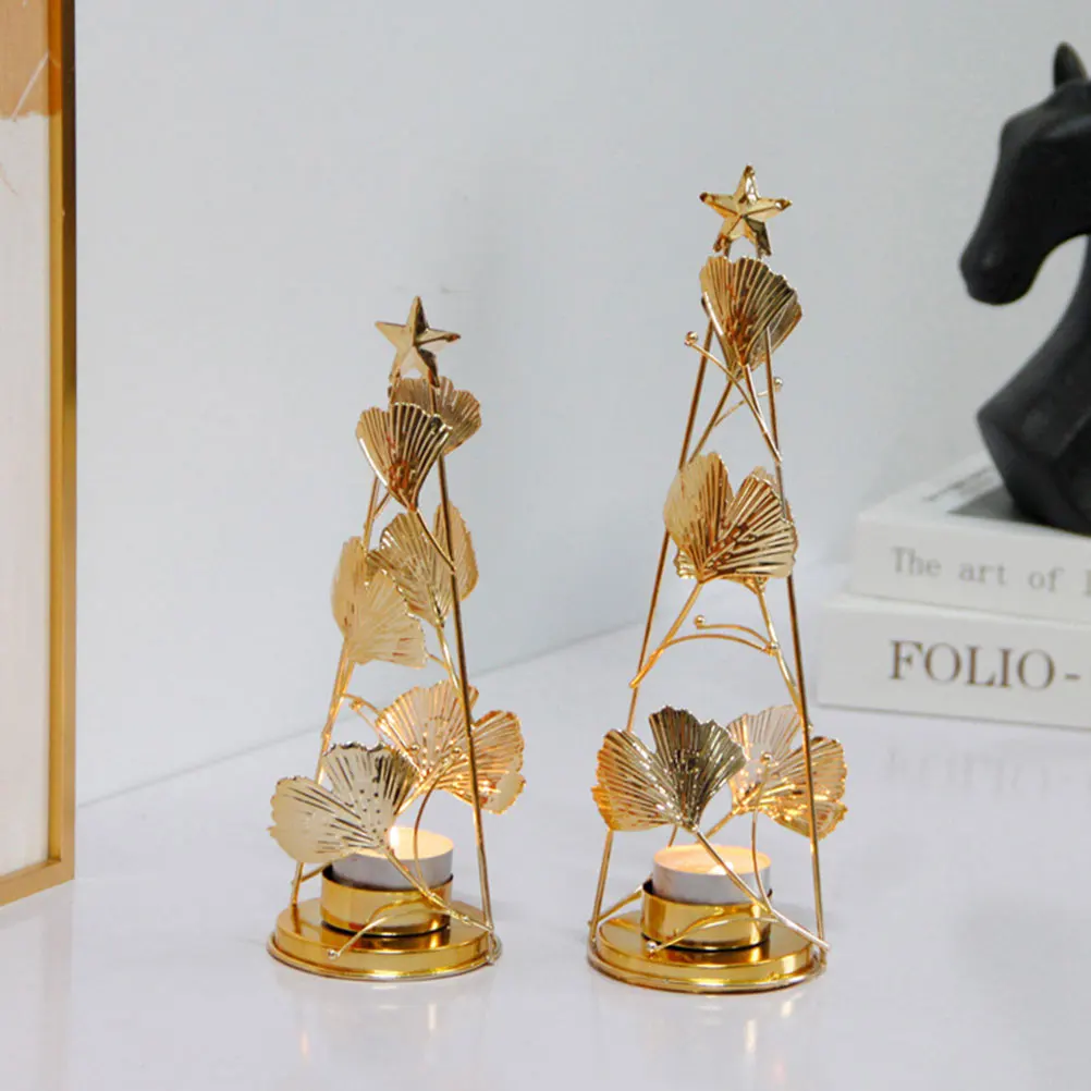 

Five- Metal Holder Iron Xmas Tealight Stand Creative Desktop Adornment Christmas Candleholder Warm Holiday