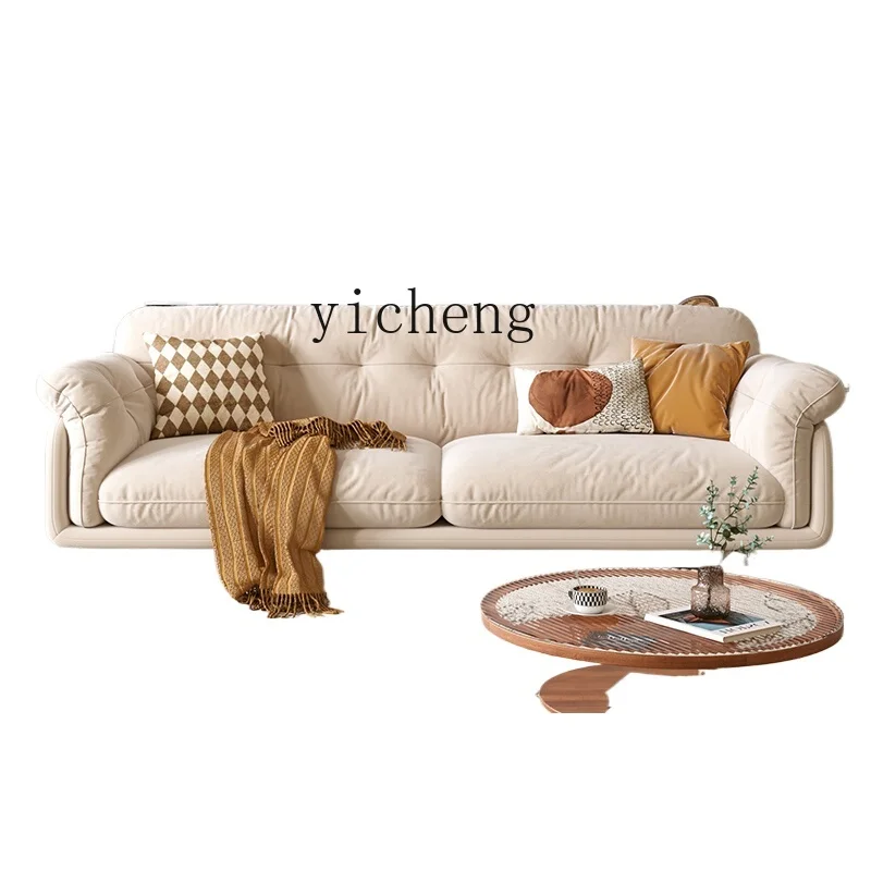 XL solid wood fabric sofa modern light luxury cream wind cat scratching cloth retro sofa