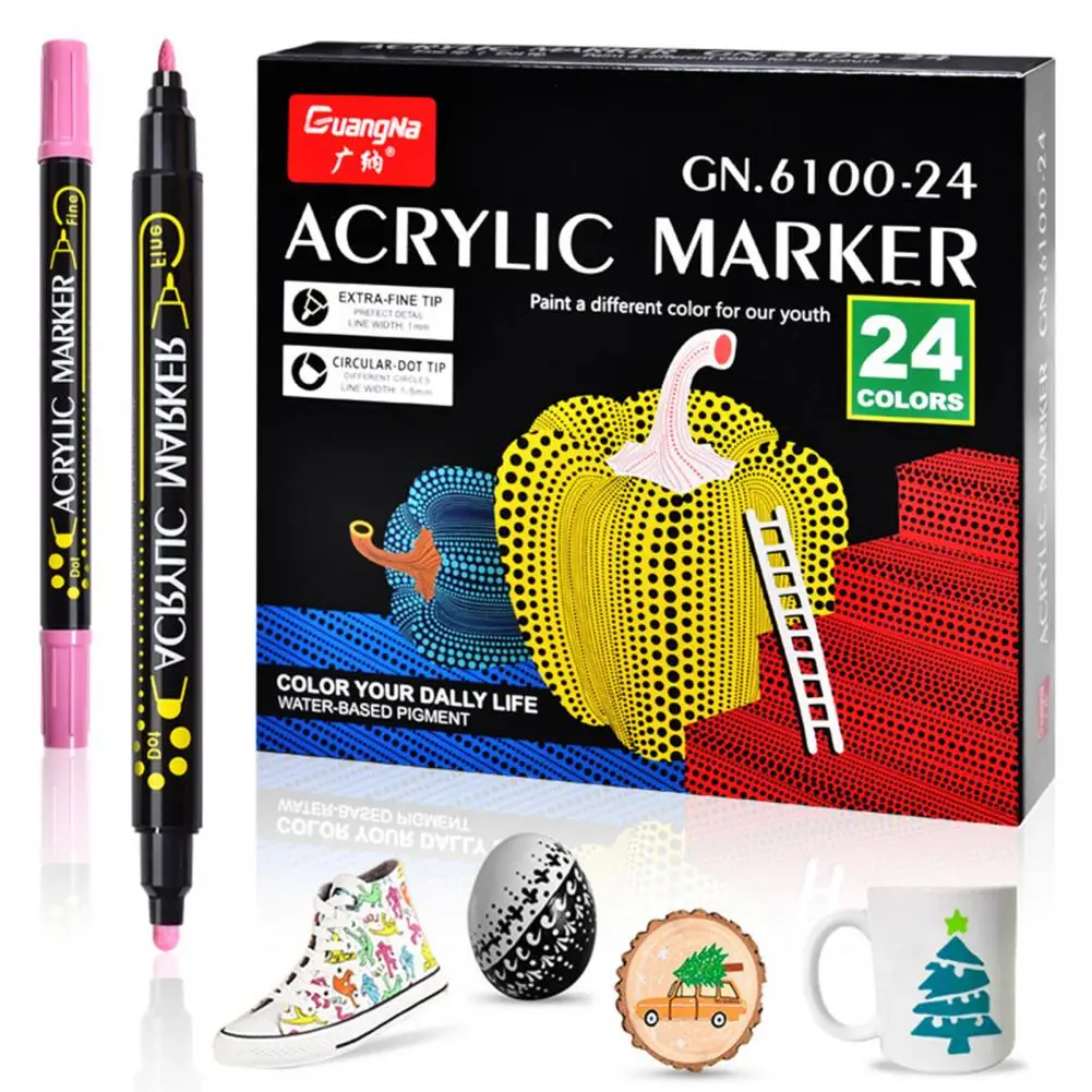 12/24/36/48 Pcs Dual Tip Marker Pen Double Ended Paint Pens Markers Wood Canvas Stone Rock Painting DIY Crafts Making Art