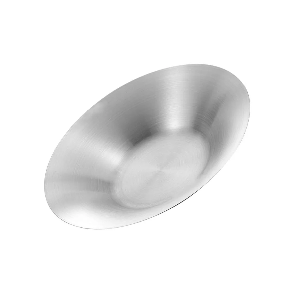 

Pasta Plate Stainless Steel Round Design Silver Color Food Serving Dishes for Party Buffet Restaurant Enjoy Delicacies Easy