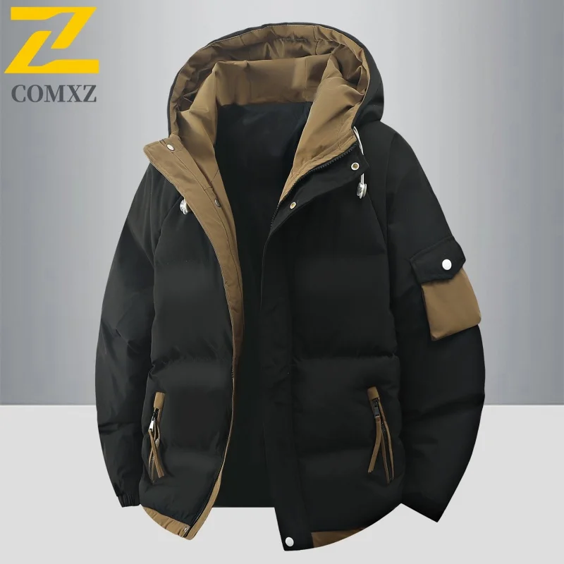 زوجين سترة قطن 2025 عنصر جديد وهمية قطعتين سميكة يندبروف الدافئة مقنعين سترات في الهواء الطلق عادية تنوعا سستة معطف القطن #4