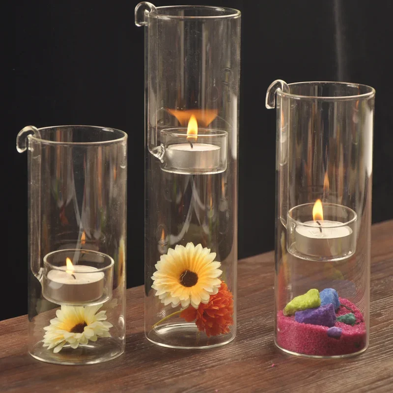 Lámpara  aceite cilíndrica  vidrio transparente, creativa, romántica, hecha en Europa, decoración  boda, regalo en lugar