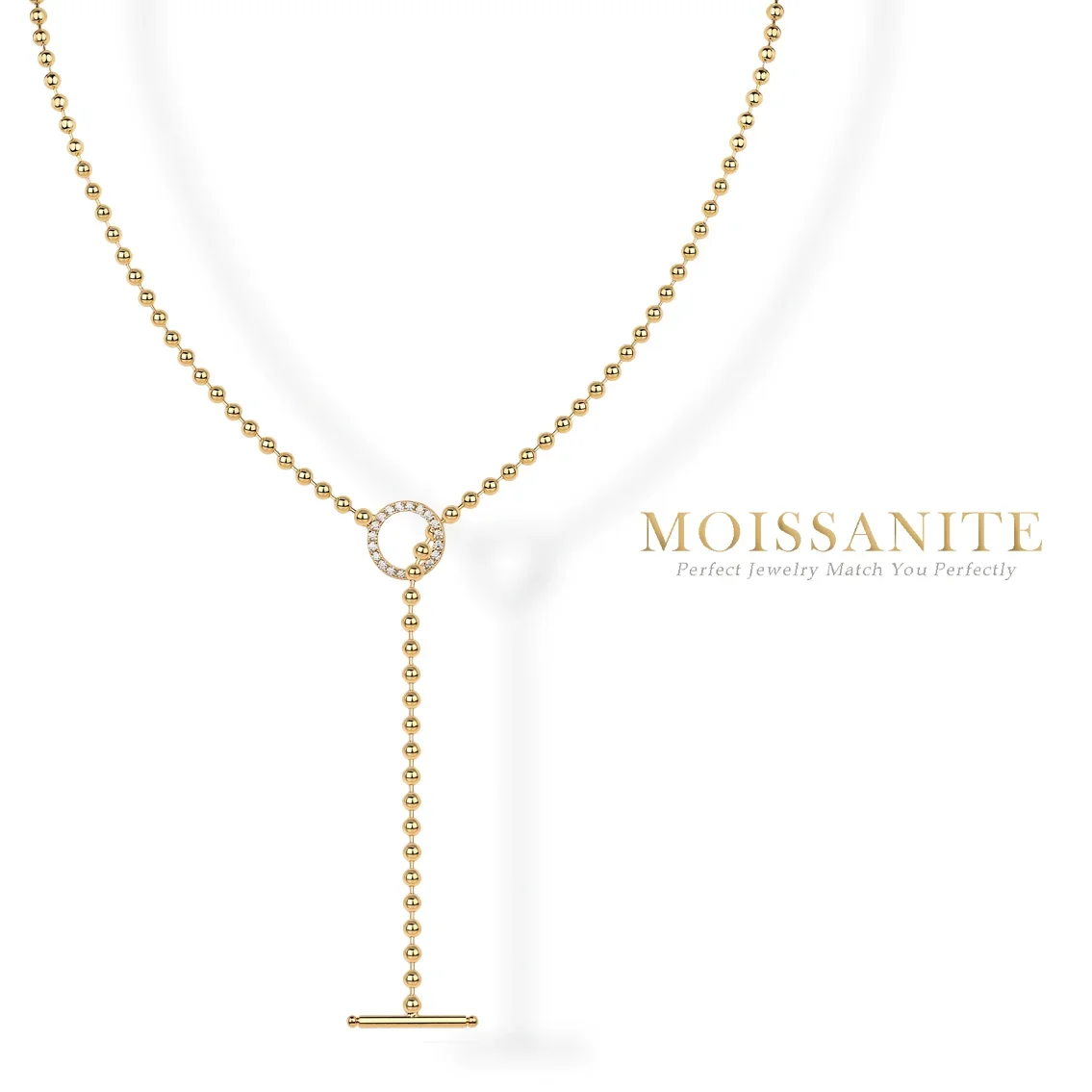 0.3cttw Moissanite Circle Pendant Necklace - Gold-Plated S925 Sterling Silver, Elegant Minimalist Jewelry for Women, Ideal Gift
