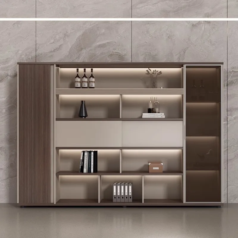 Wood File Cabinet Office Furniture Storage Shelf Filling Cabinet Background Bookcase for Office Furniture