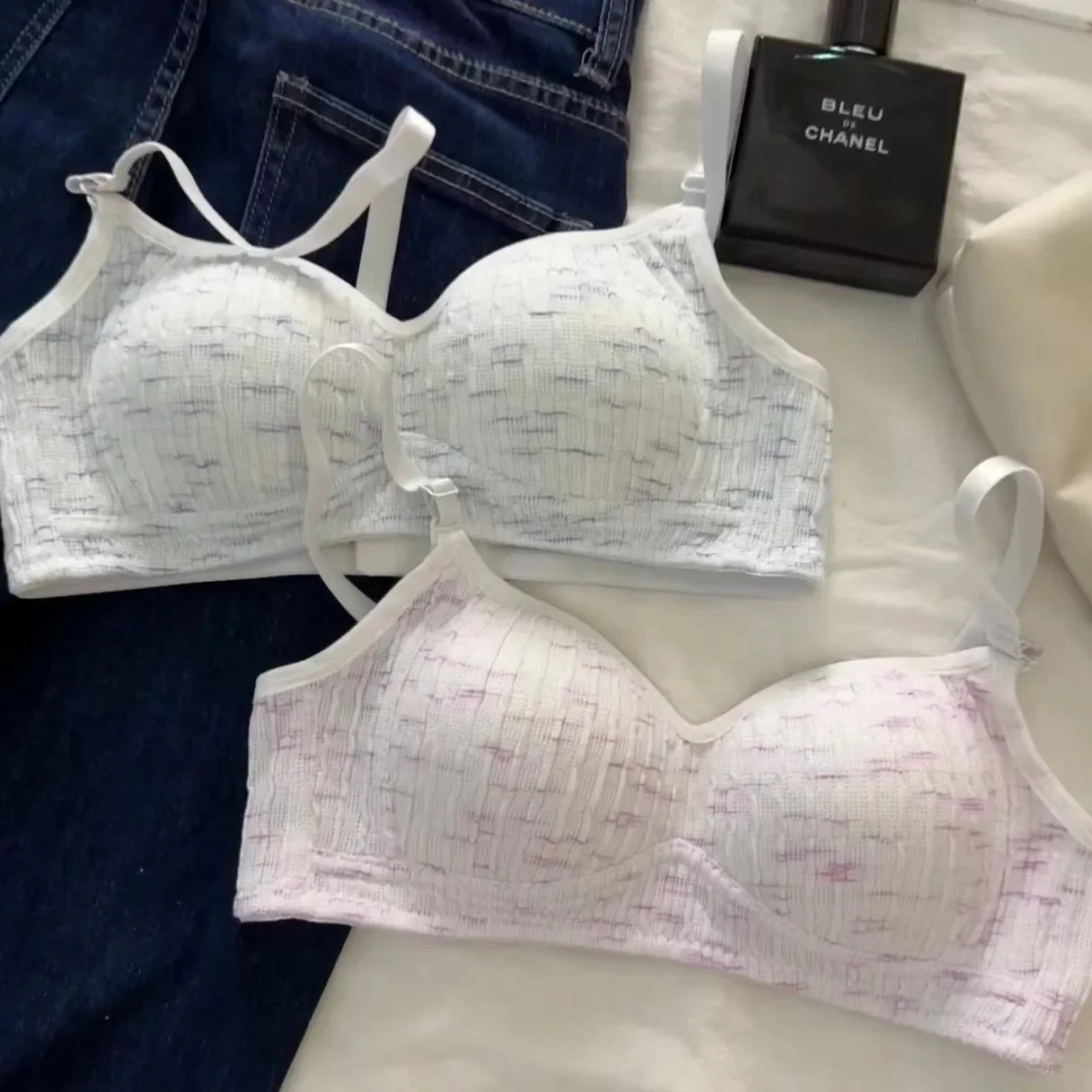 Women Seamless Bralette, Soft Thin Adjustable Straps, Breathable Anti-Sagging Lifting Push Up Underwear