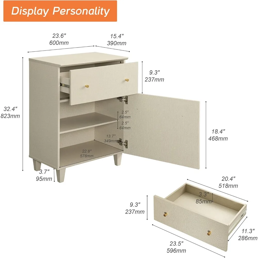 طاولة جانبية للدرج والباب المعاصر، طاولة جانبية للأريكة واسعة، منضدة خشبية مع رف قابل للتعديل، أثاث مميز #2